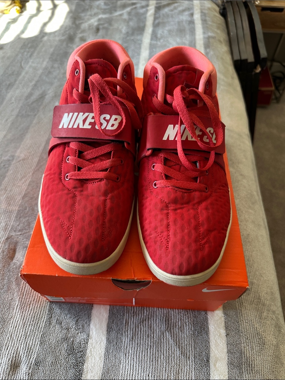 Nike Red Kids' Skate Sneakers with Strap